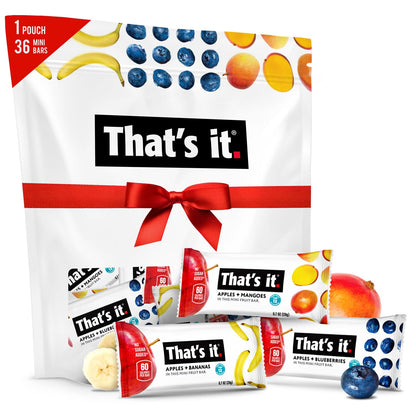 Thats it. Mini Fruit Bars Gift Pouch (Variety 36 Count) No Sugar Added, Plant-Based, Vegan & Gluten Free, Paleo, Non GMO, Fiber