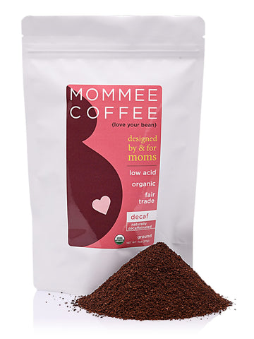 Mommee Coffee Decaf Ground Low Acid Coffee - 100% Arabica Organic Decaf Coffee Beans with Smooth Caramel Flavor - Medium Grind f