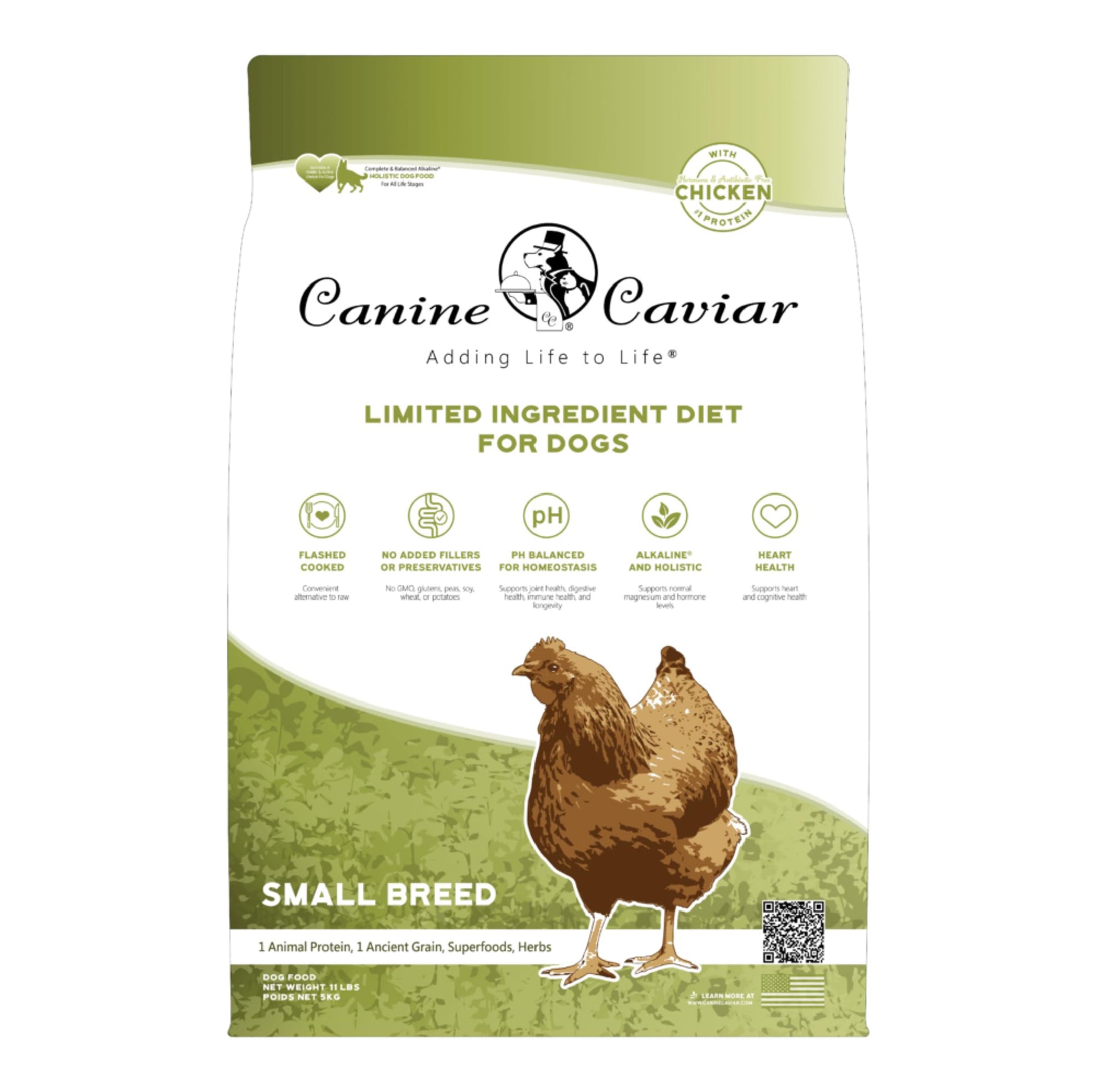 Canine Caviar Small Breed Dog Food, Chicken & Whole Ground Oats, Gluten-Free, 11 Pound Bag