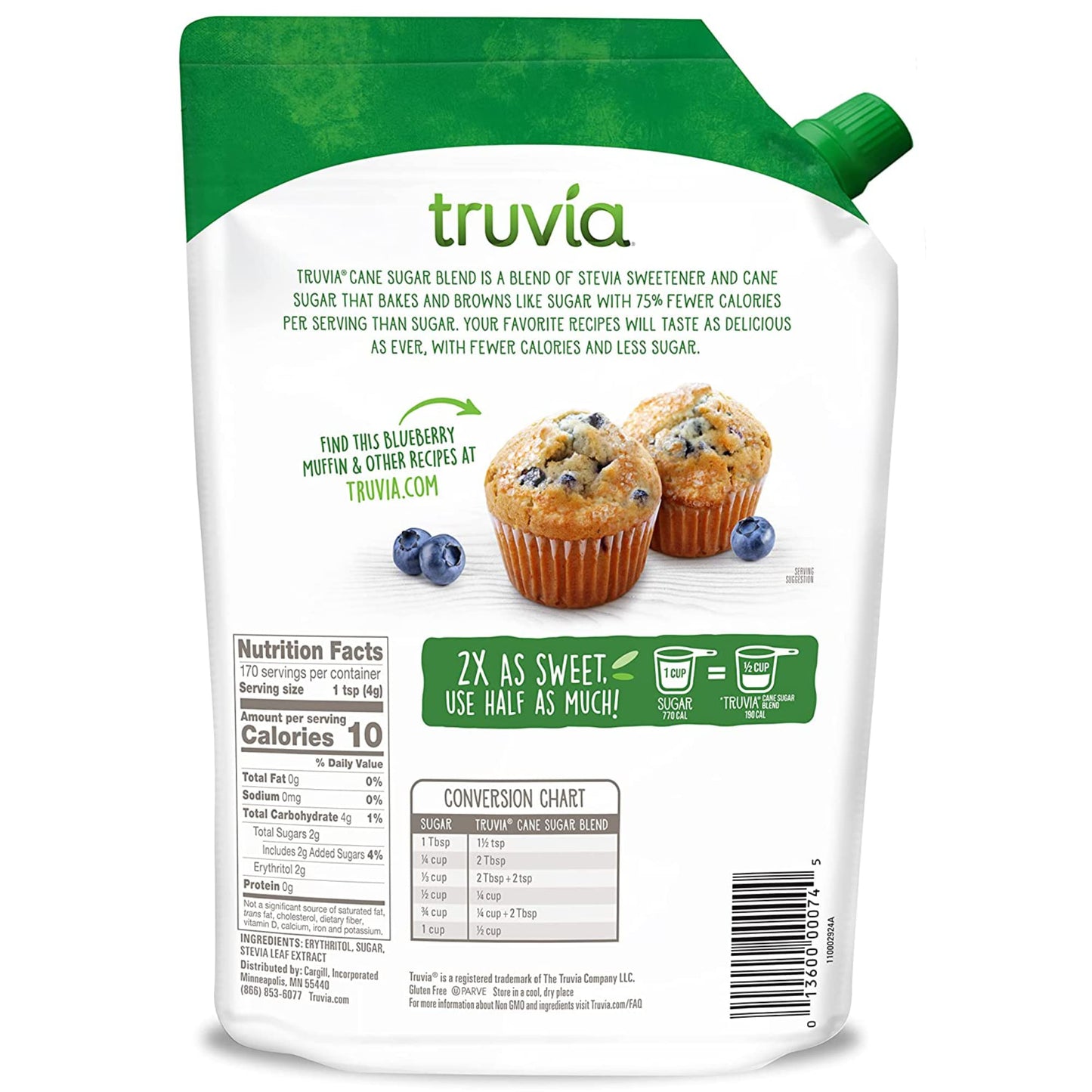 Truvia Sweetener Baking Blend, Now Called ''Cane Sugar Blend'' 2 Pack, 1.5 Lbs Each