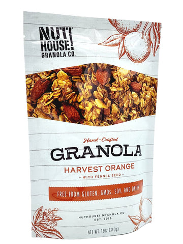 NutHouse! Granola Premium Harvest Orange Granola, Gluten-Free, Vegan, 12 oz. Bag (6-Pack)