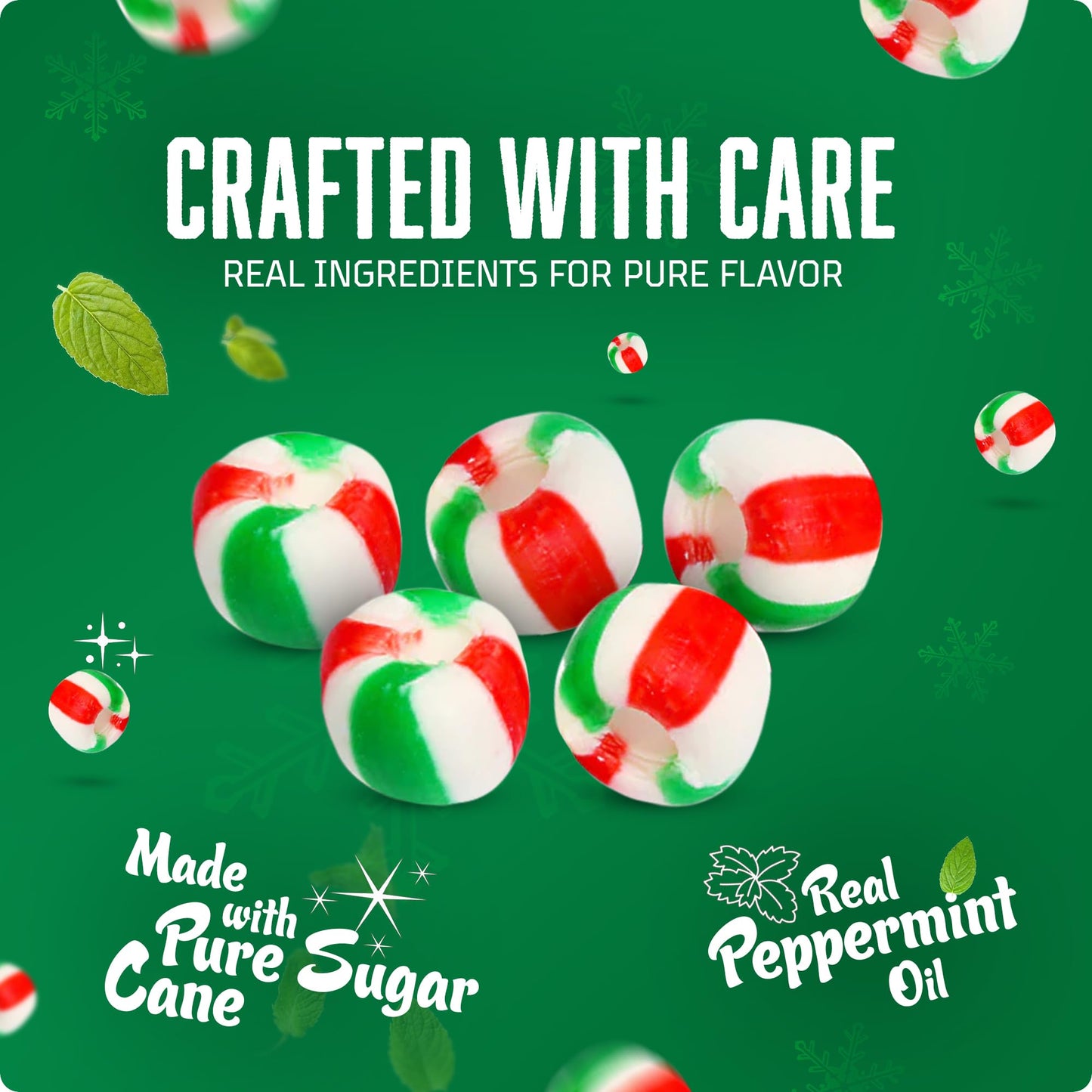 Stewart - Red & Green Striped Soft Peppermint Puffs, Festive Peppermint Candy | Not Just For Christmas | Individually Wrapped Ca