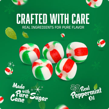 Stewart - Red & Green Striped Soft Peppermint Puffs, Festive Peppermint Candy | Not Just For Christmas | Individually Wrapped Ca
