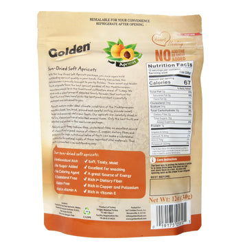 Golden Soft Dried Apricots - 12 Oz (340 G), No Sugar Added Dried Fruit, Healthy Snack For Adults And Kids, Completely Free From