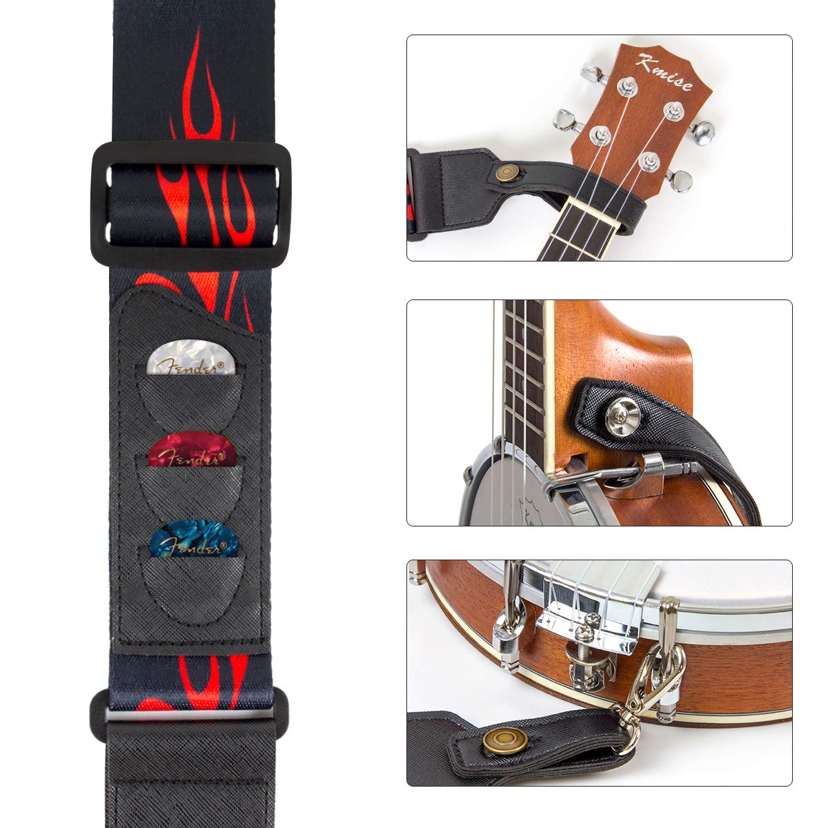 Kmise, 4, Banjo Ukulele, Concert Size 23 Inch (With Bag Tuner Strap Strings Pickup)