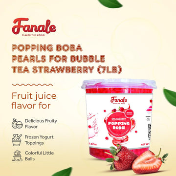 Fanale Strawberry Popping Boba Pearls, Vegan, Non Gmo, Gluten Free, Fat Free, Perfect For Bubble Tea, Smoothies, Ice Cream, Dess