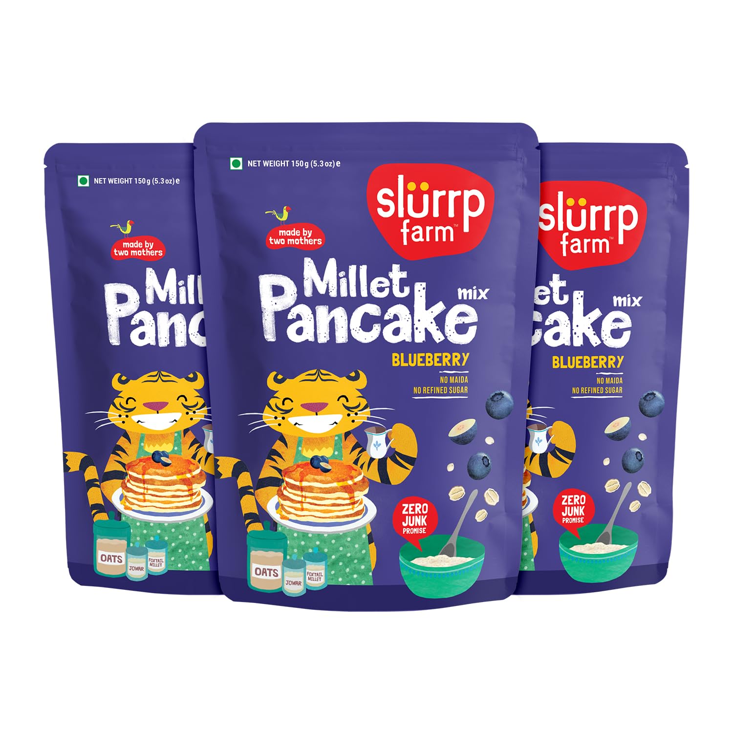 Slurrp Farm No Maida Pancake Mix | Instant Breakfast Mix Made With Oats And Jowar | Eggless Healthy Breakfast For Kids & Adults 