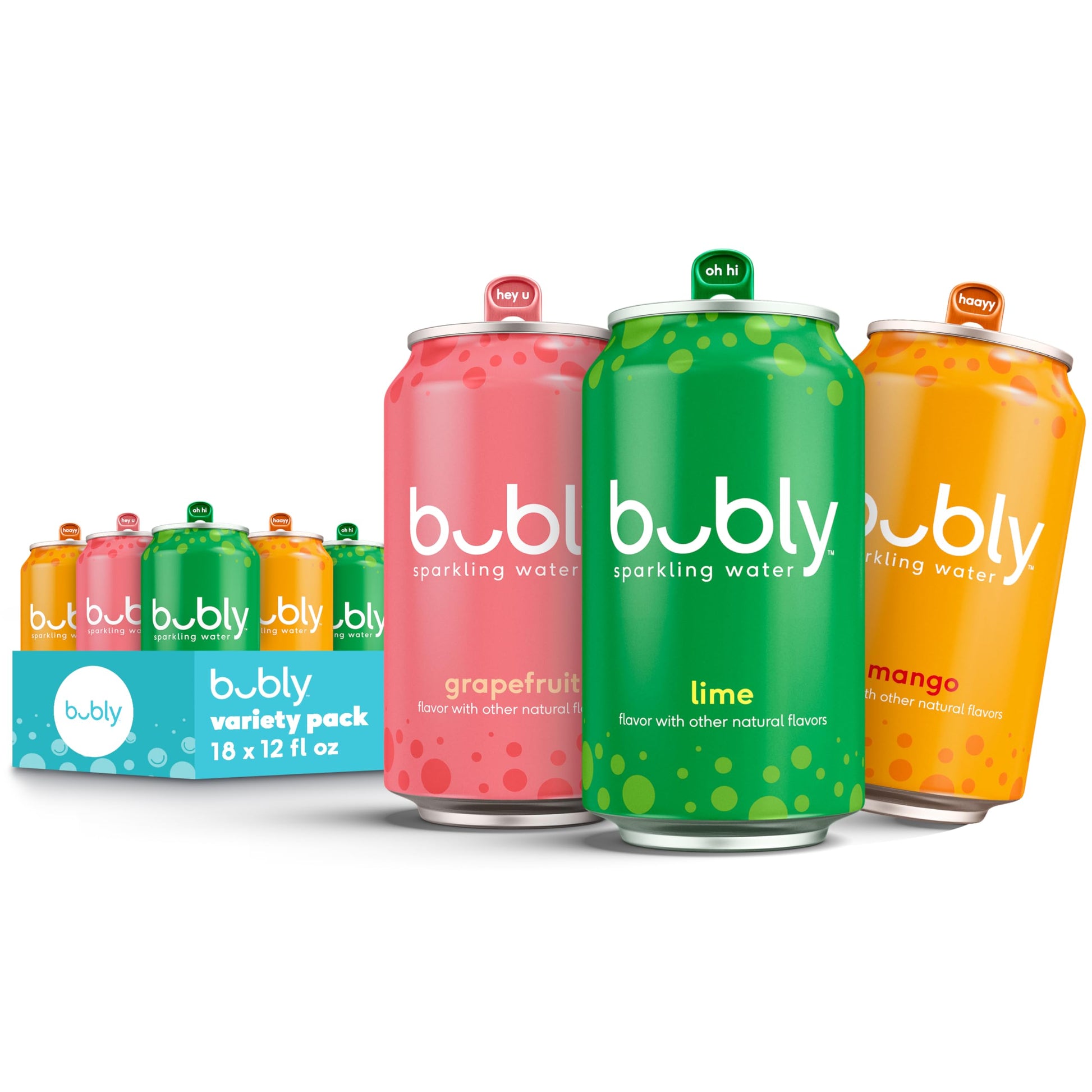 bubly Sparkling Water, Tropical Thrill 3 Flavor Variety Pack (Lime, Grapefruit, Mango), Zero Sugar & Zero Calories, Seltzer Wate
