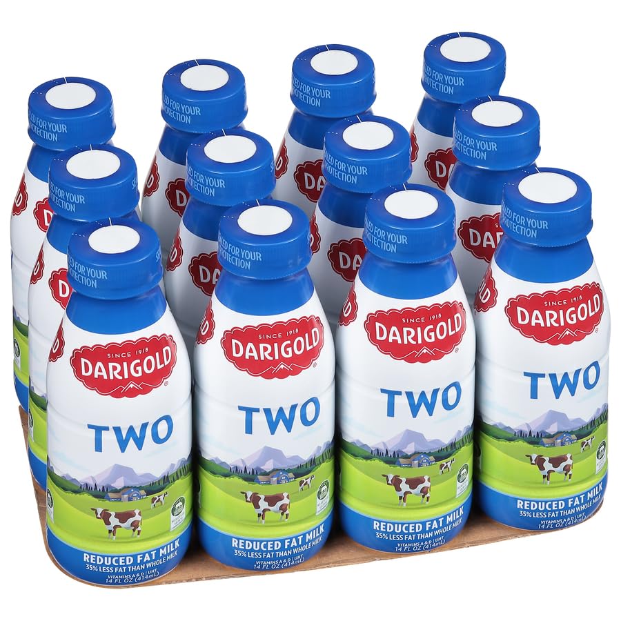 Darigold 2% Low Fat Milk, 14oz Shelf Stable, Made with 9 Essential Nutrients, Pack of 12