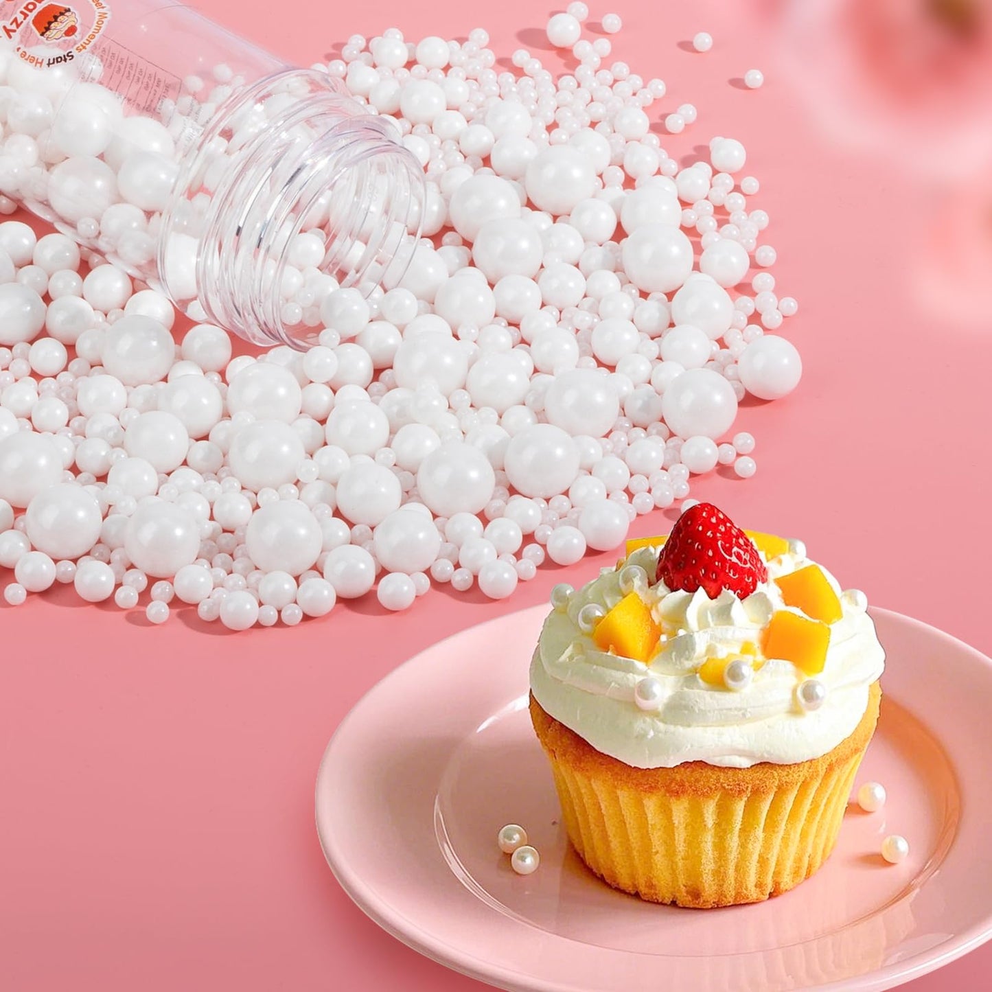 Sugarzy Christmas Edible White Pearl Sprinkles, 130g/4.58oz, Cake Decorating, Cupcake Toppers, Baking Candy Decorations