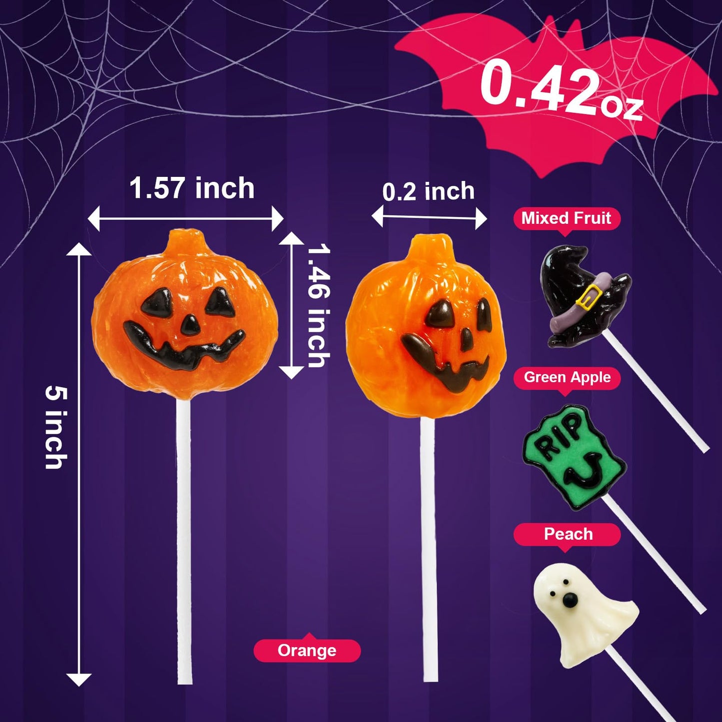 Halloween Suckers Lollipops Candy 32 Counts  Spooky Ghost  Witch s Hat  Jack-O -Lantern  Tombstone Shaped Candy Lollipops Sucker Individually Wrapped  Halloween Snacks Assorted Fruit Flavors