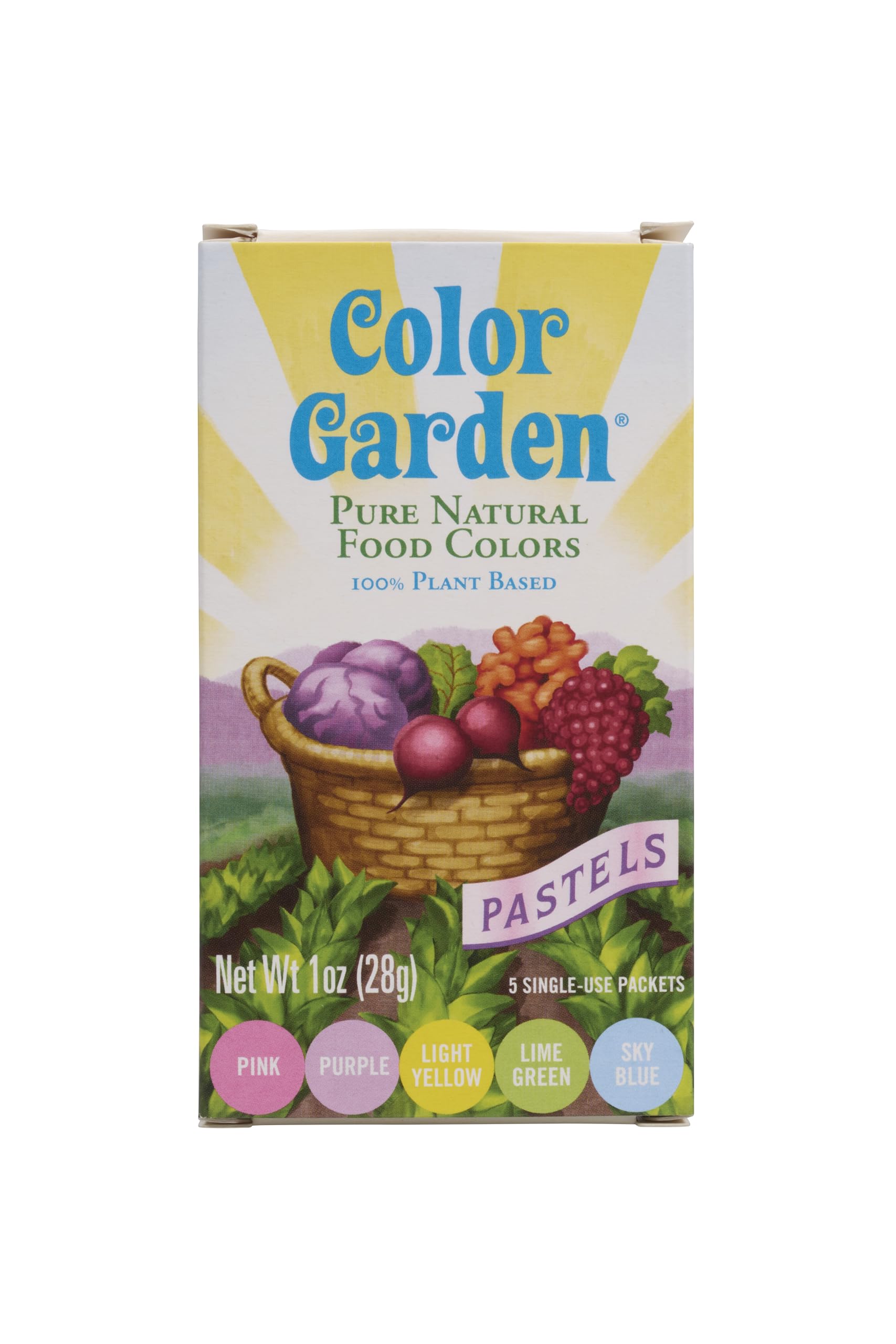 Color Garden Pure Natural Food Colors, PASTELS Pack 5 ct. 1 oz.