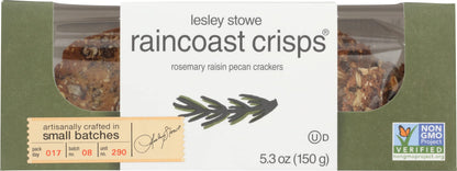 Lesley Stowe Raincoast Crisps Rosemary, Raisin and Pecan Flavor, Non GMO, 5.3 Ounce (Pack of 12)