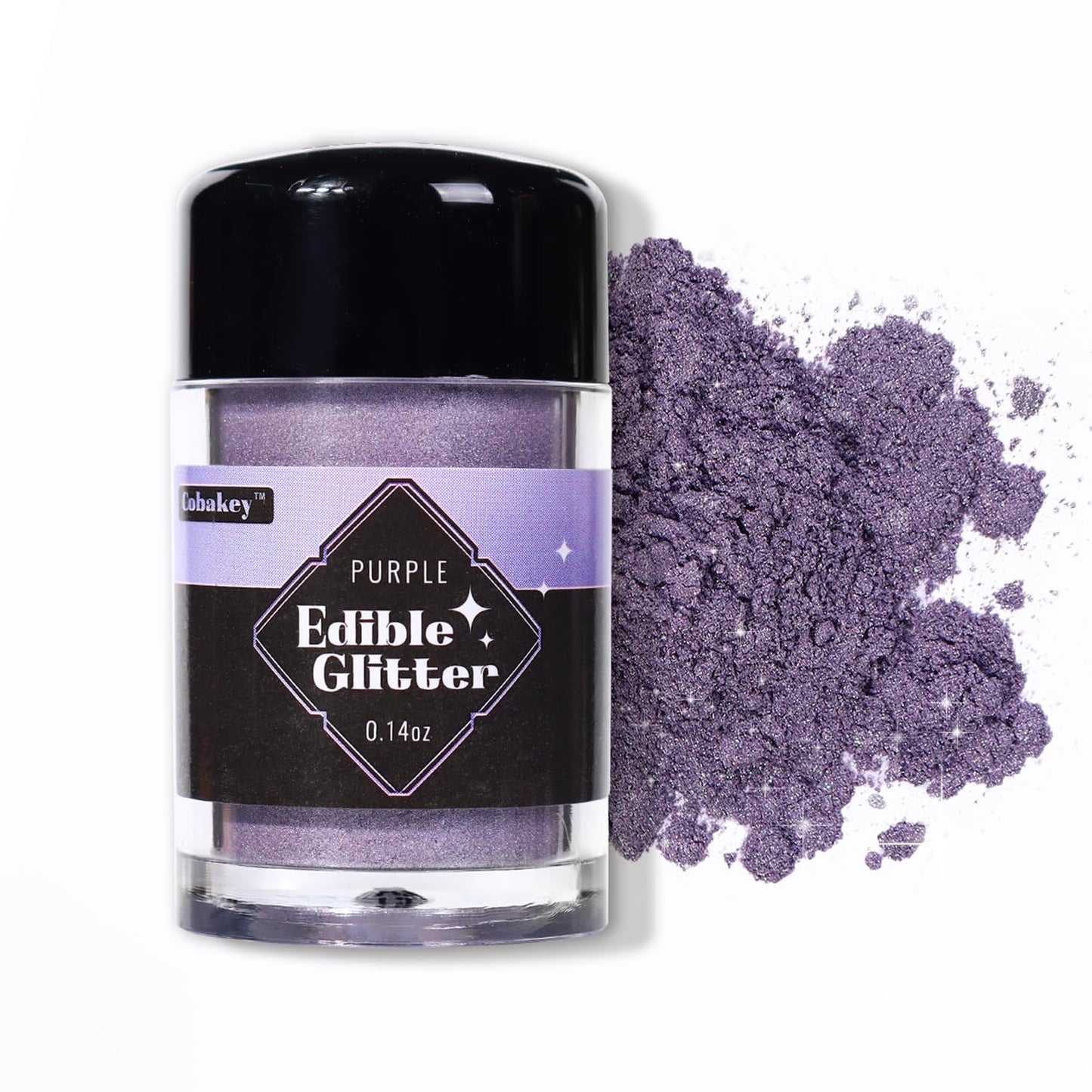 Cobakey Purple Edible Glitter for Food - 4g Luster Dust for Cake Decorating, Baking, and Cocktails