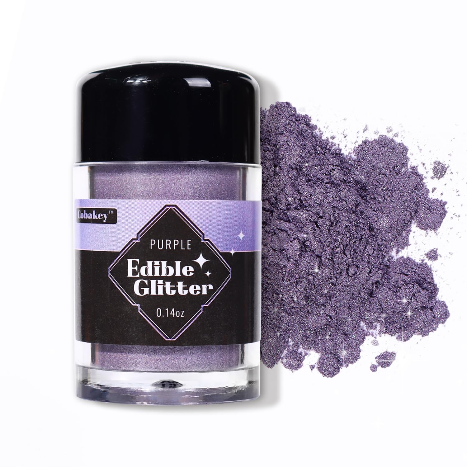 Cobakey Purple Edible Glitter for Food - 4g Luster Dust for Cake Decorating, Baking, and Cocktails