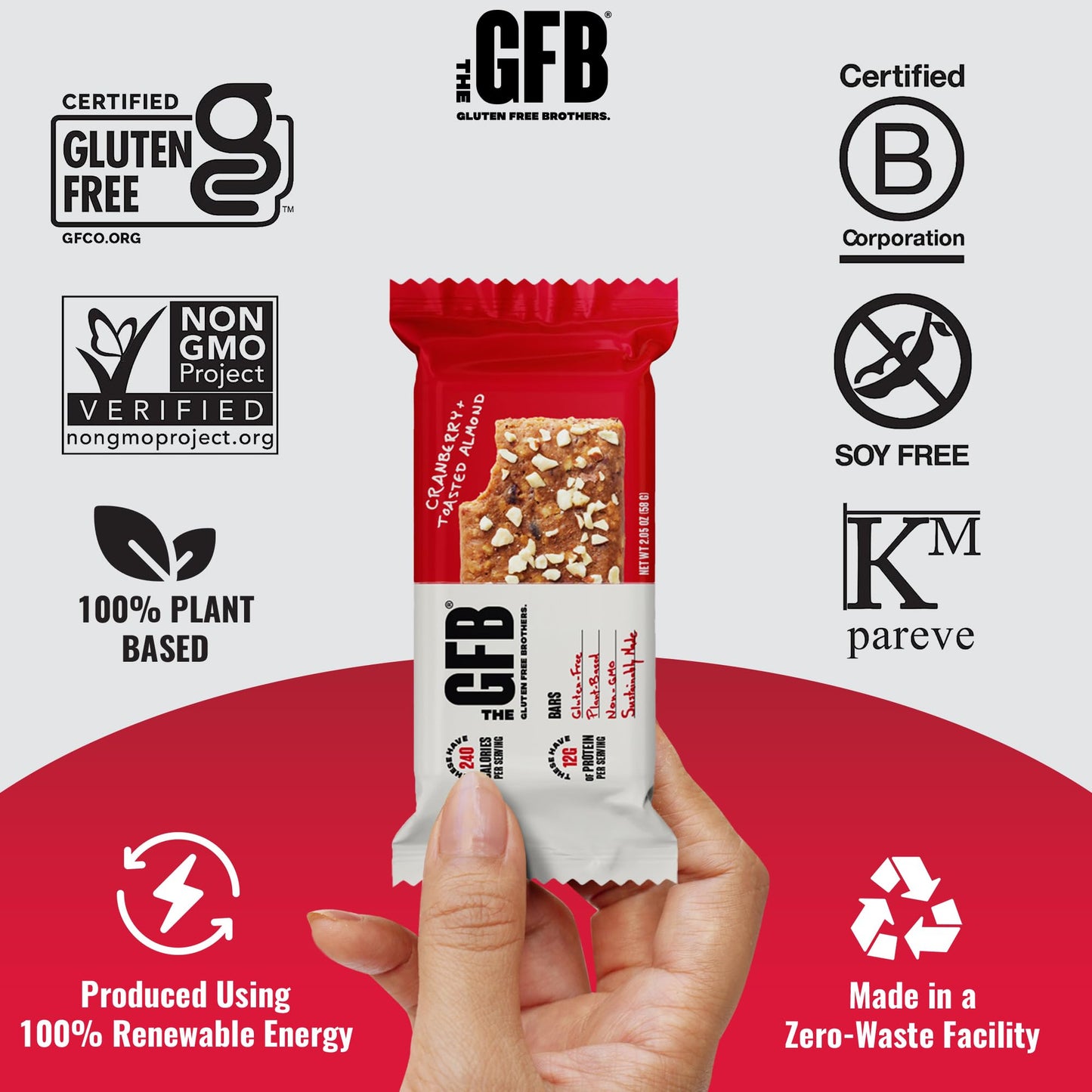 The Gluten Free Brothers - Cranberry Toasted Almond Snack Bars - Gluten Free Protein Bars - Non Gmo, Soy Free, Dairy Free, Vegan