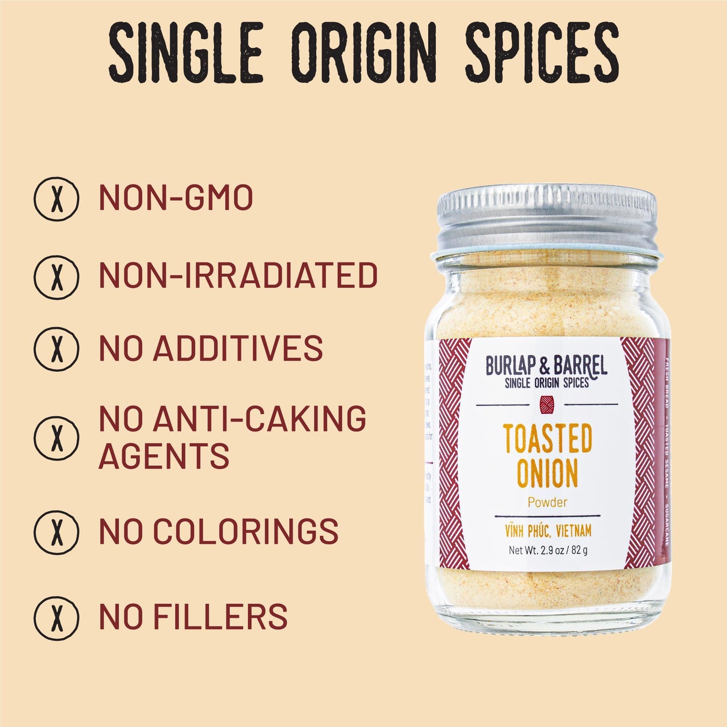 Burlap & Barrel Toasted Onion Powder – Savory Sweet Flavor – 2.9oz Glass Jar