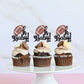 Ercadio 24 Pack American Football Oh Baby Cupcake Toppers Black Glitter Rugby Oh Baby Cupcake Picks Sports Theme Oh Baby Cupcake