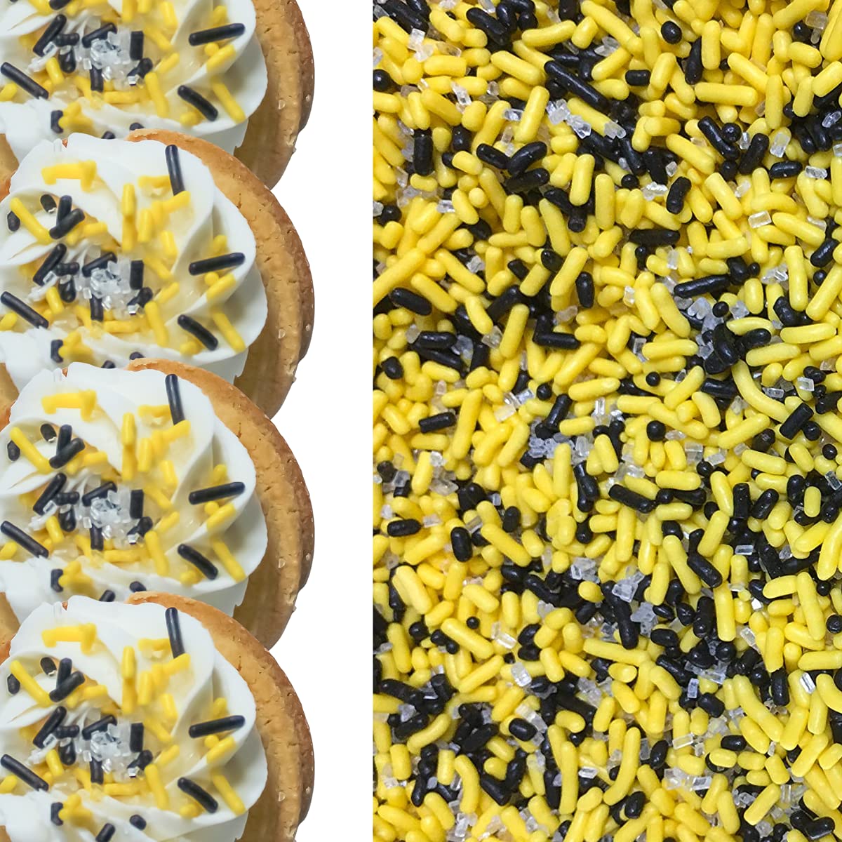Sprinkle Deco Edible Confetti Sprinkles 6oz - BumbleBee Yellow Black White for Cake, Cookie, Cupcake, Ice Cream, Donut