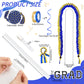 TKNOUS Graduation Ribbon Leis Kit, 10 Pcs Blue & Gold Candy Necklace with Honor Cord, Class of 2025, Lei-G Model