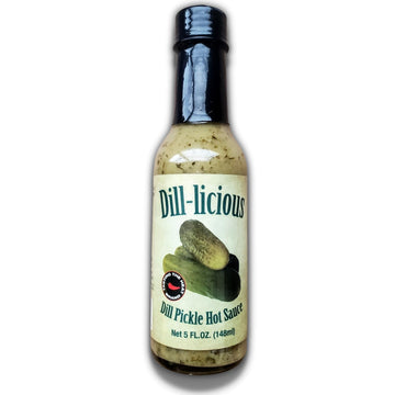 Dill-licious Dill Pickle Hot Sauce Medium Heat, Made with Fresh Scorpion Peppers, Garlic and Onions, Small Batch & Handmade in t