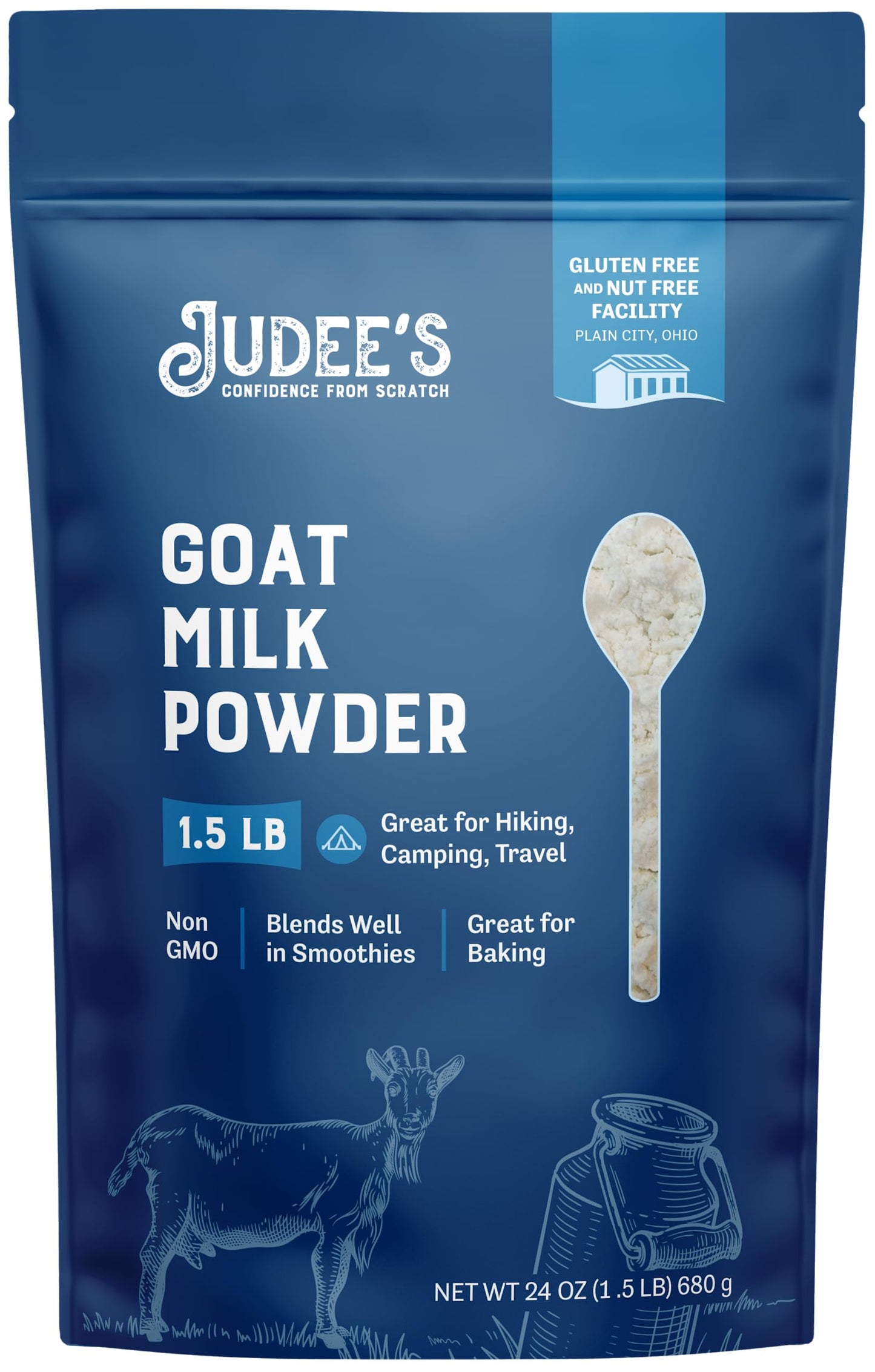 Judee'S Goat Milk Powder 1.5 Lb - Blends Well In Smoothies And Great For Baking - Convenient For Travel, Hiking, And Camping - N