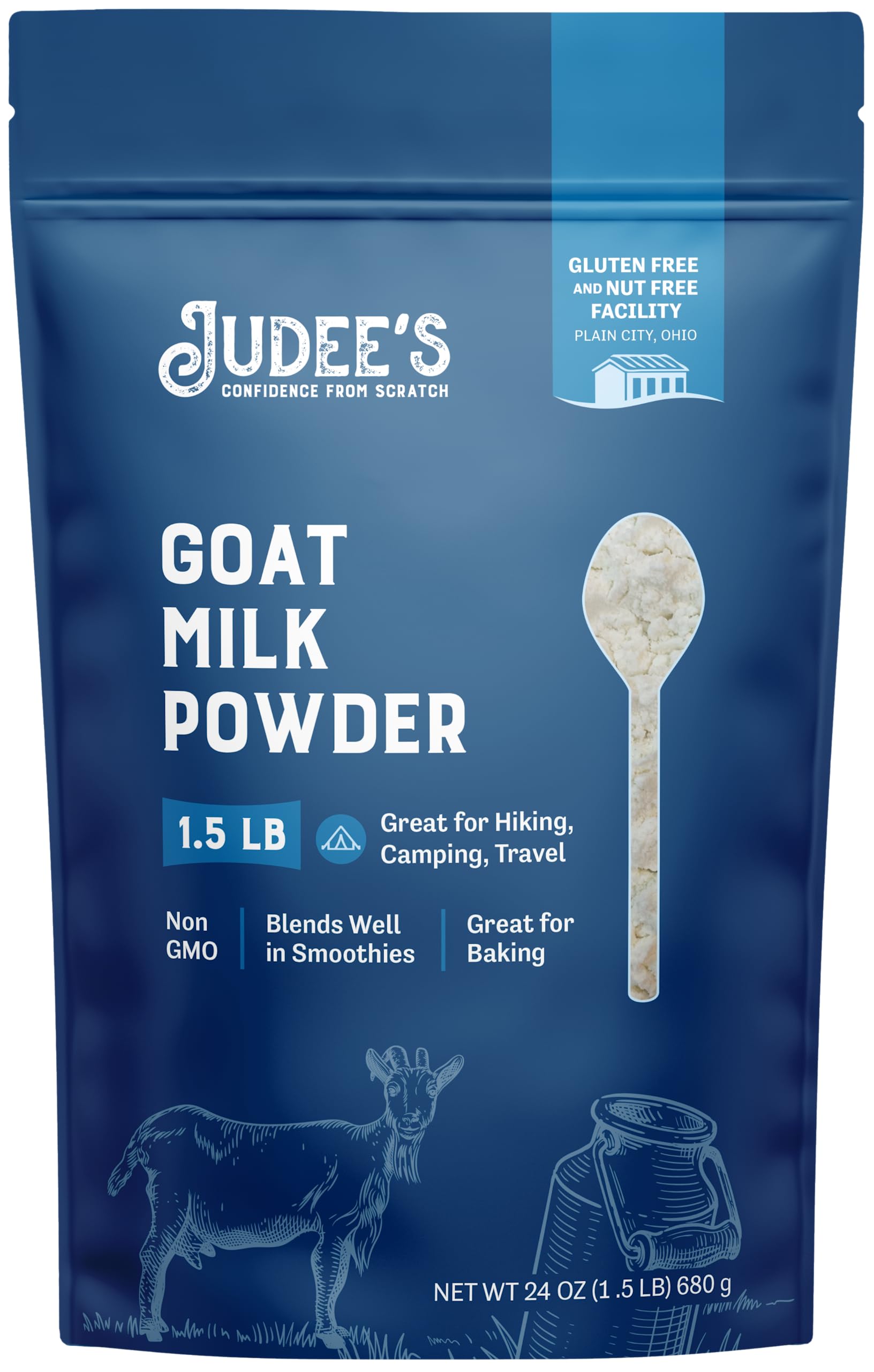 Judee'S Goat Milk Powder 1.5 Lb - Blends Well In Smoothies And Great For Baking - Convenient For Travel, Hiking, And Camping - N