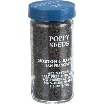 Morton & Bassett Poppy Seeds, 2.5oz – All-Natural, Salt-Free, Non-GMO, Kosher, Nutty Flavor for Baking, Bagels & Dressings