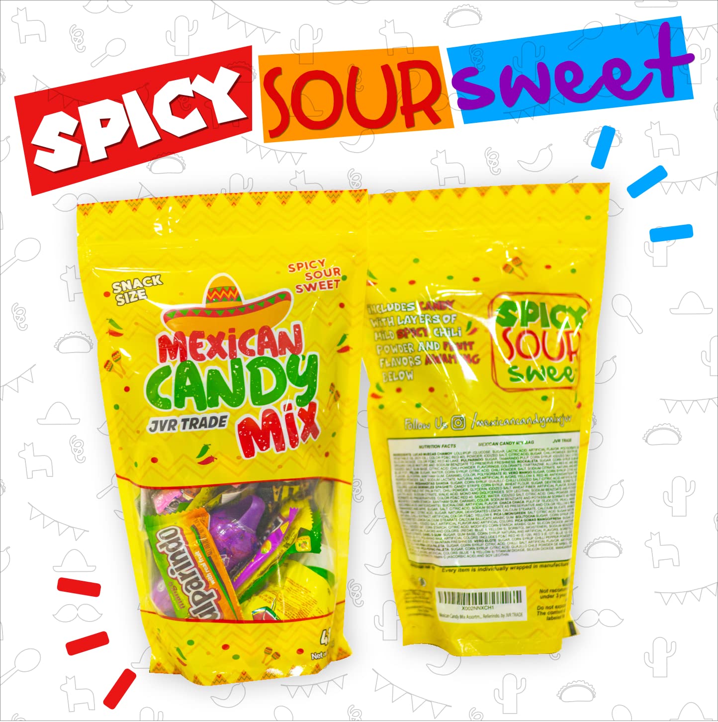Mexican Candy Mix Assortment Snack (42 Count) Dulces Mexicanos Variety Of Best Sellers Spicy, Sweet, And Sour Bulk Candies, Incl