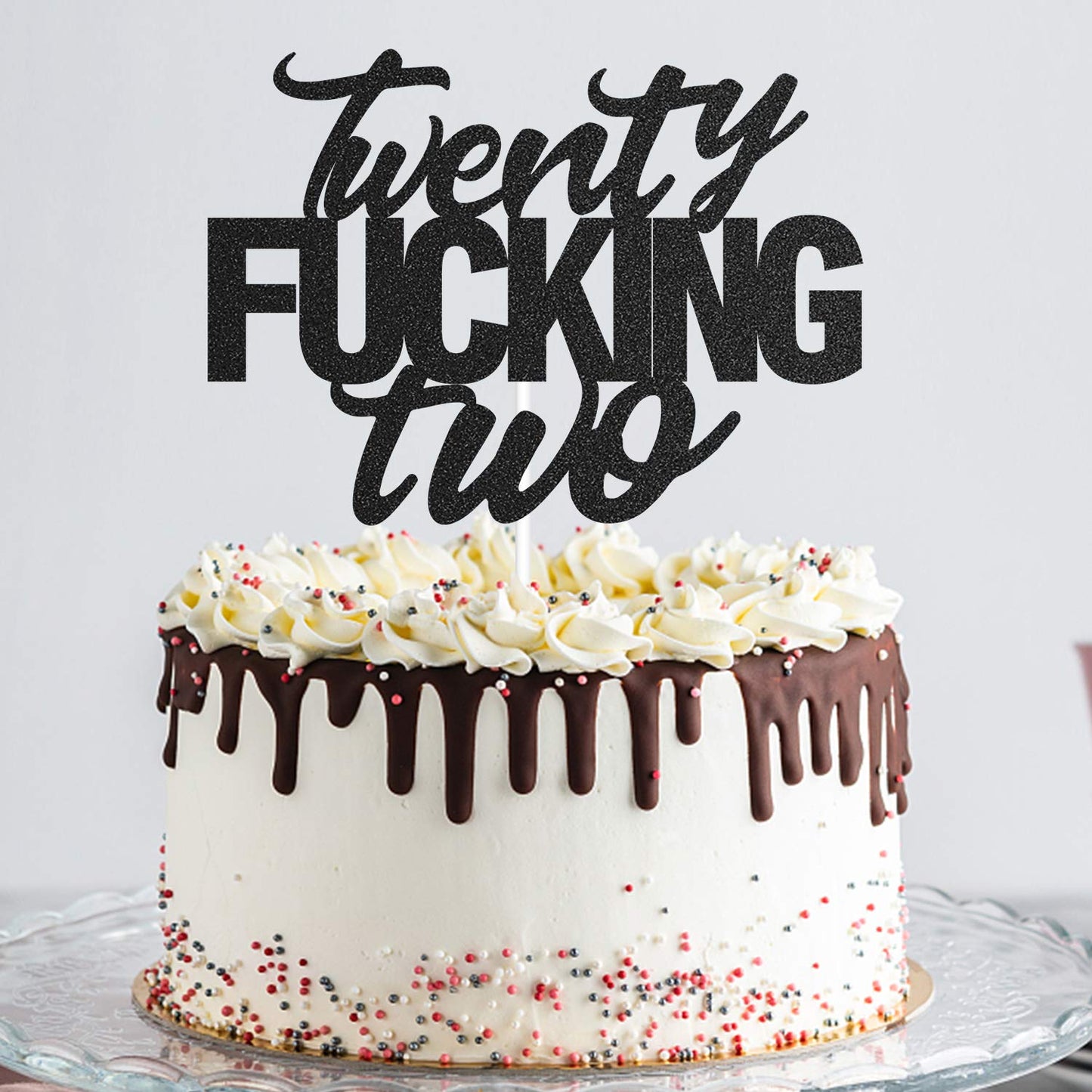 Twenty Two Black Glitter Cake Toppers 22 Years Old 22Nd Birthday Party Decorations Supplies
