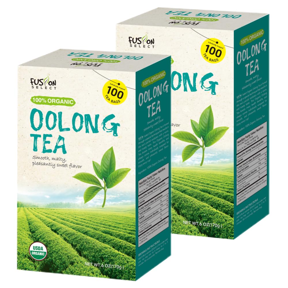Fusion Select 200 Counts Organic Oolong Tea - Smooth, Mildly Sweet Flavor - Relaxing & Calming Fresh Herbal Drink - Instant Blen