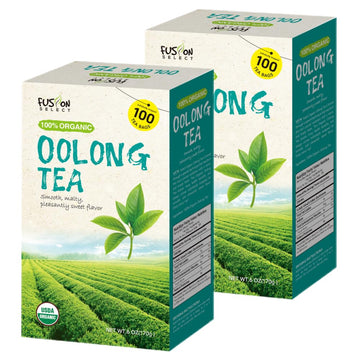 Fusion Select 200 Counts Organic Oolong Tea - Smooth, Mildly Sweet Flavor - Relaxing & Calming Fresh Herbal Drink - Instant Blen