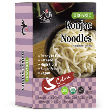 Yuho Organic Shirataki Konjac Pasta 8 Pack Inside, Vegan, Low Calorie Food, Fat Free, Keto Friendly, Zero Carbs, Holiday Gifts,