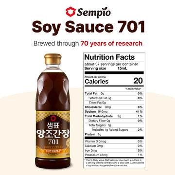 Sempio Naturally Brewed Soy Sauce 701 (860 ml/29.08 fl oz) - Authentic enhanced Soy Sauce with Rich Taste and Aroma