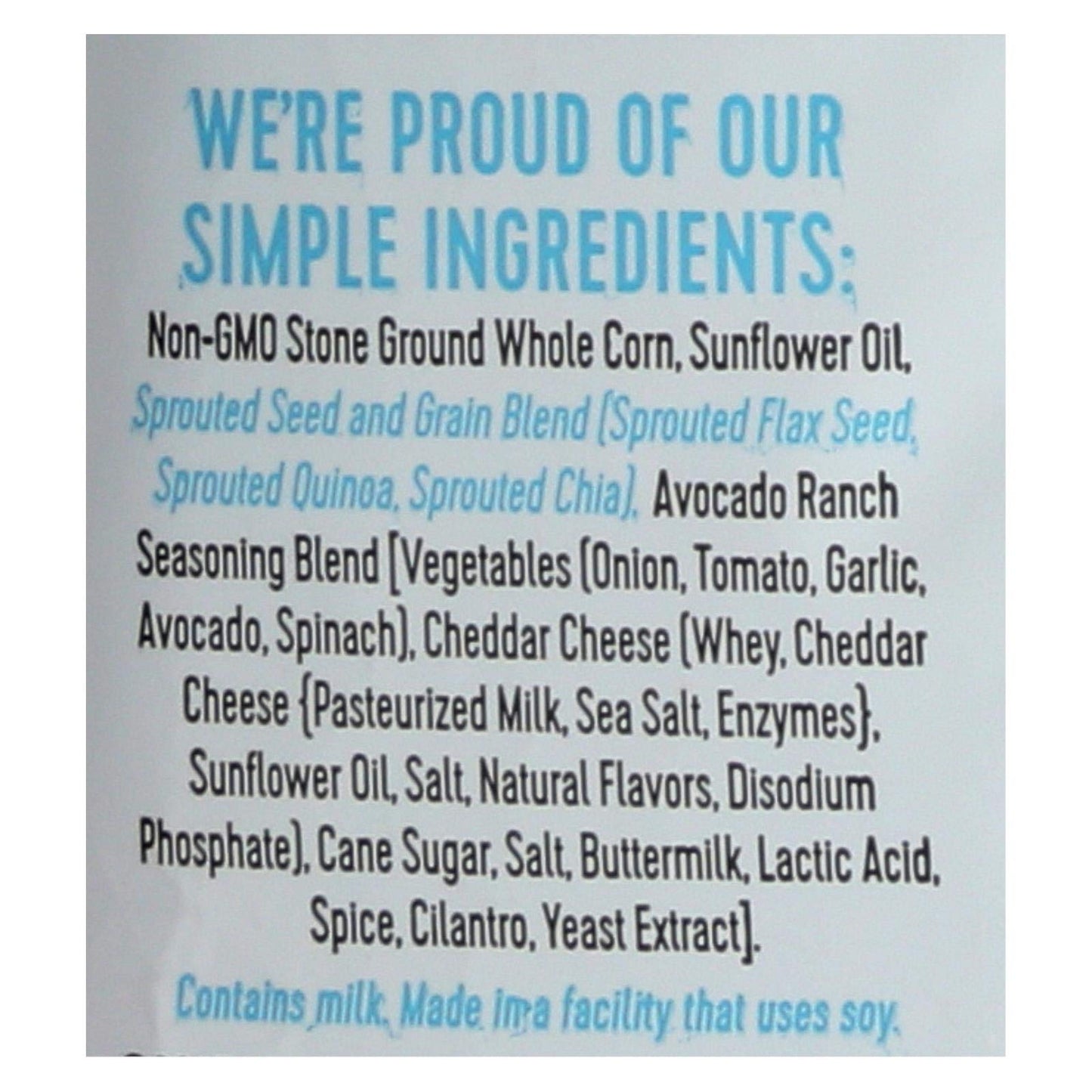 Way Better Snacks Avocado Ranch Tortilla Chips - Case of 12-5.5 OZ