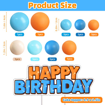 Balls Cake Toppers Blue Orange Birthday Cake Decorations For Baby Shower Birthday Cake Decorating (Blue Dog)