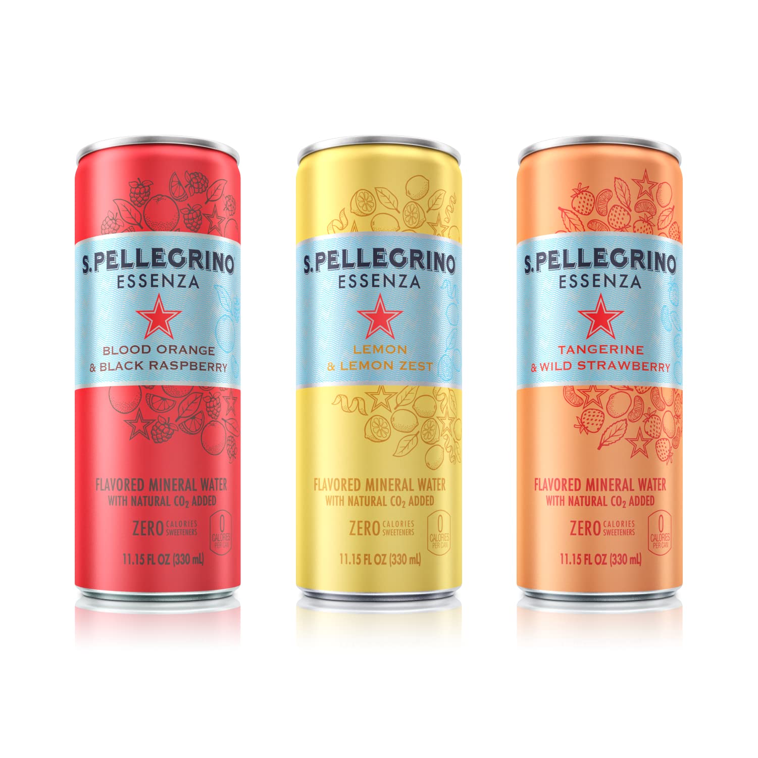 S.Pellegrino Essenza Variety Pack - Blood Orange  Lemon  Wild Strawberry 11.15 Fl. Oz (Pack of 24)