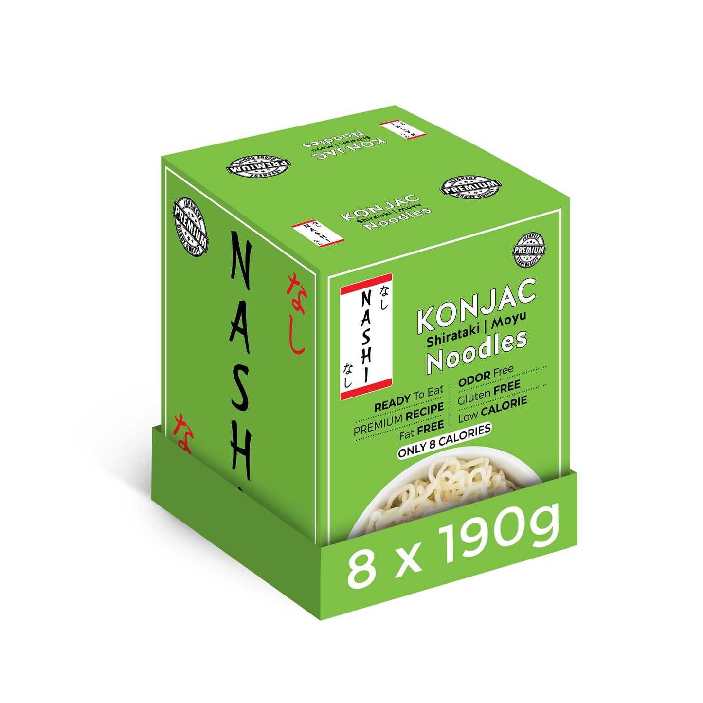 Nashi Shirataki Konjac Premium Noodles - Low Fat, Glucomannan Premium Recipe, Keto friendly, Suitable for Vegan, Odour Free low 