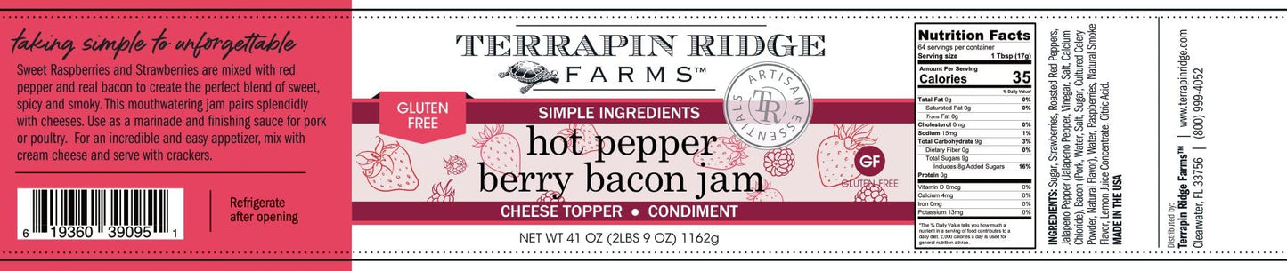 Terrapin Ridge Farms Hot Pepper Berry Bacon Jam - Sweet & Spicy Blend - 1 Quart