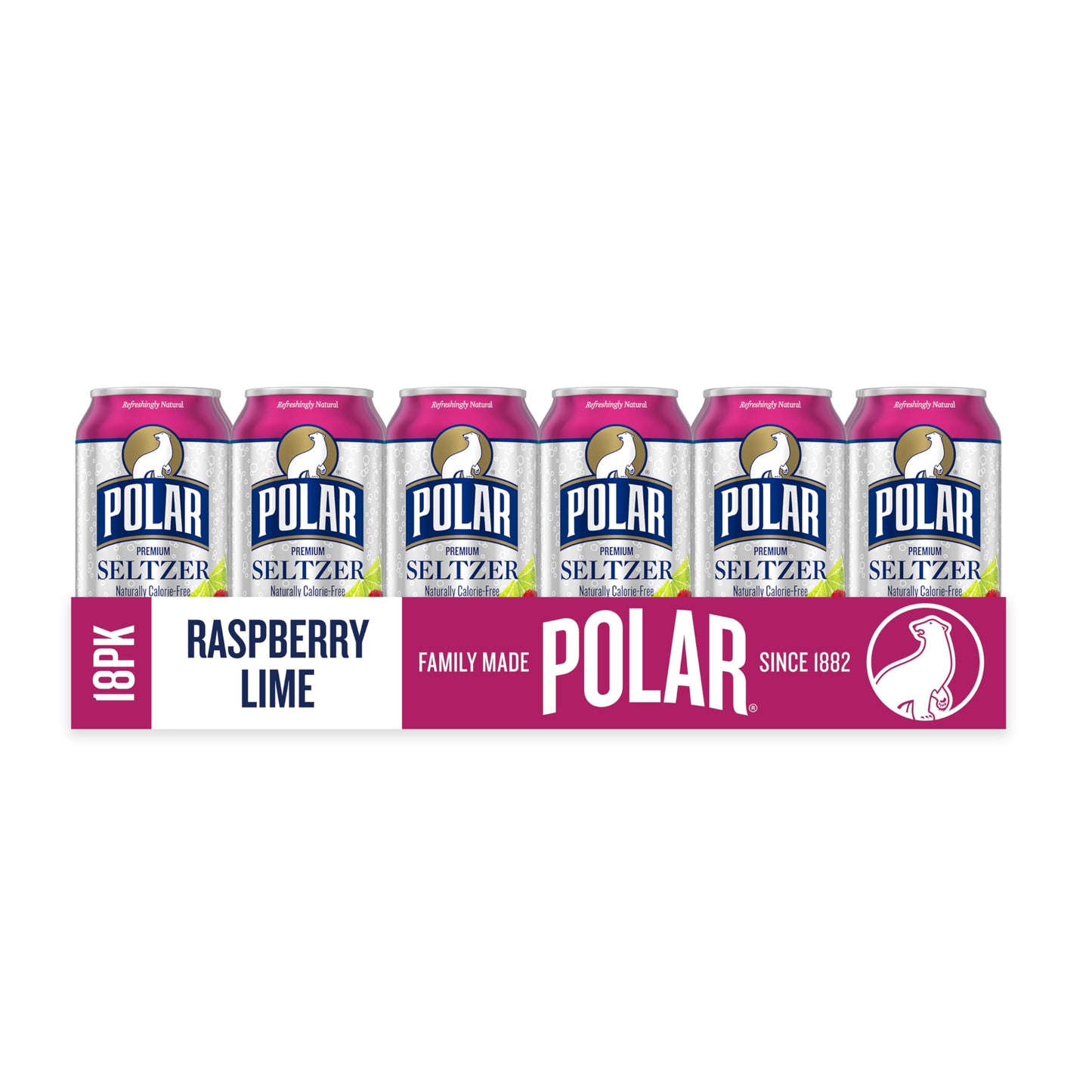 Polar Seltzer Water Raspberry Lime, 12 Fl Oz Cans, 18 Pack - Refreshing Sparkling Water, Perfect for Hydration and Enjoyment