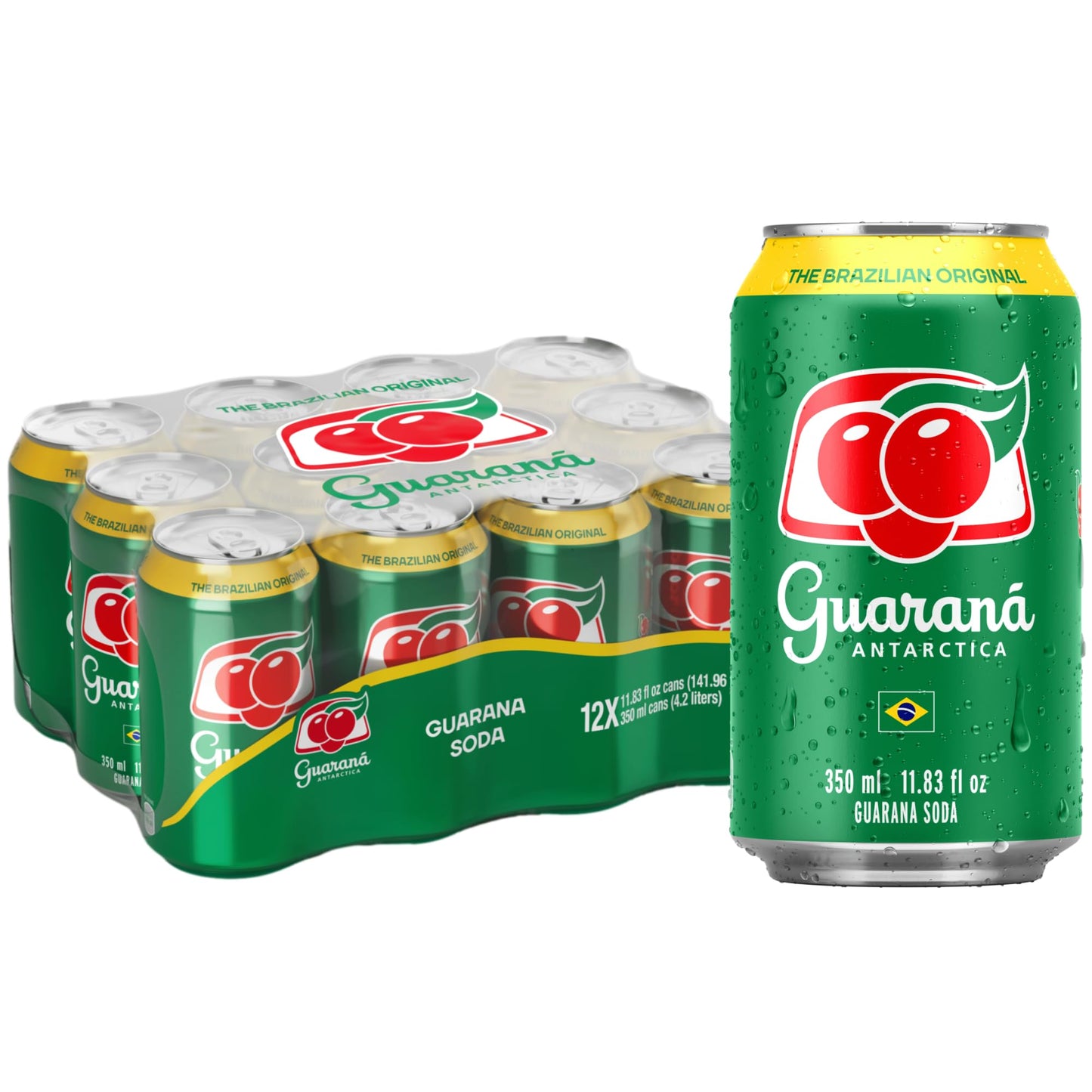 Guaraná ANTARCTICA Guarana Soda Regular, 11.83 fl oz (Pack of 12)