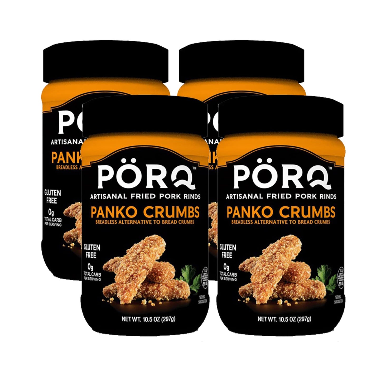 PORQ Artisanal Fried Pork Rinds, Gluten Free & Keto Friendly, 10.5-Ounce (Pack of 4)