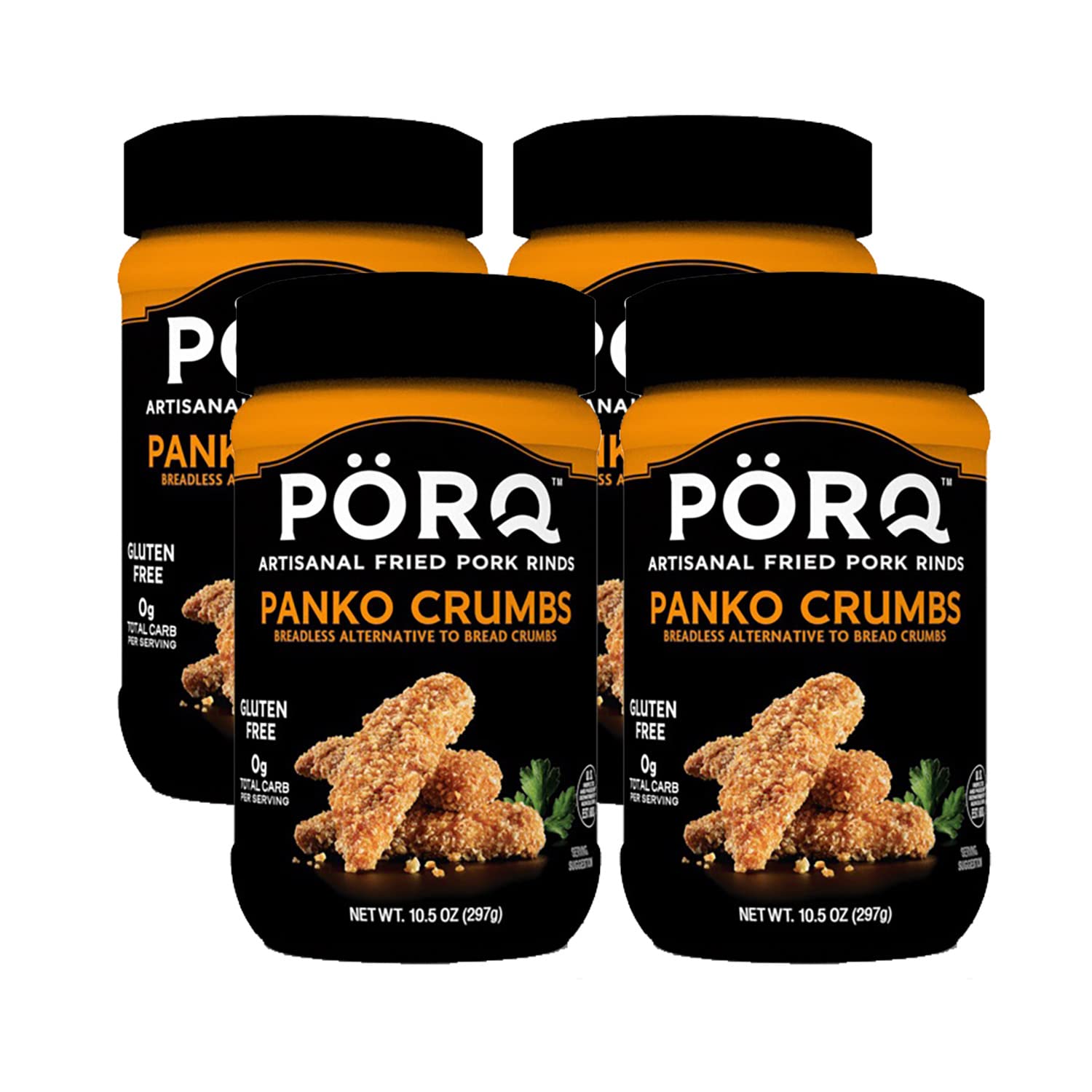 PORQ Artisanal Fried Pork Rinds, Gluten Free & Keto Friendly, 10.5-Ounce (Pack of 4)