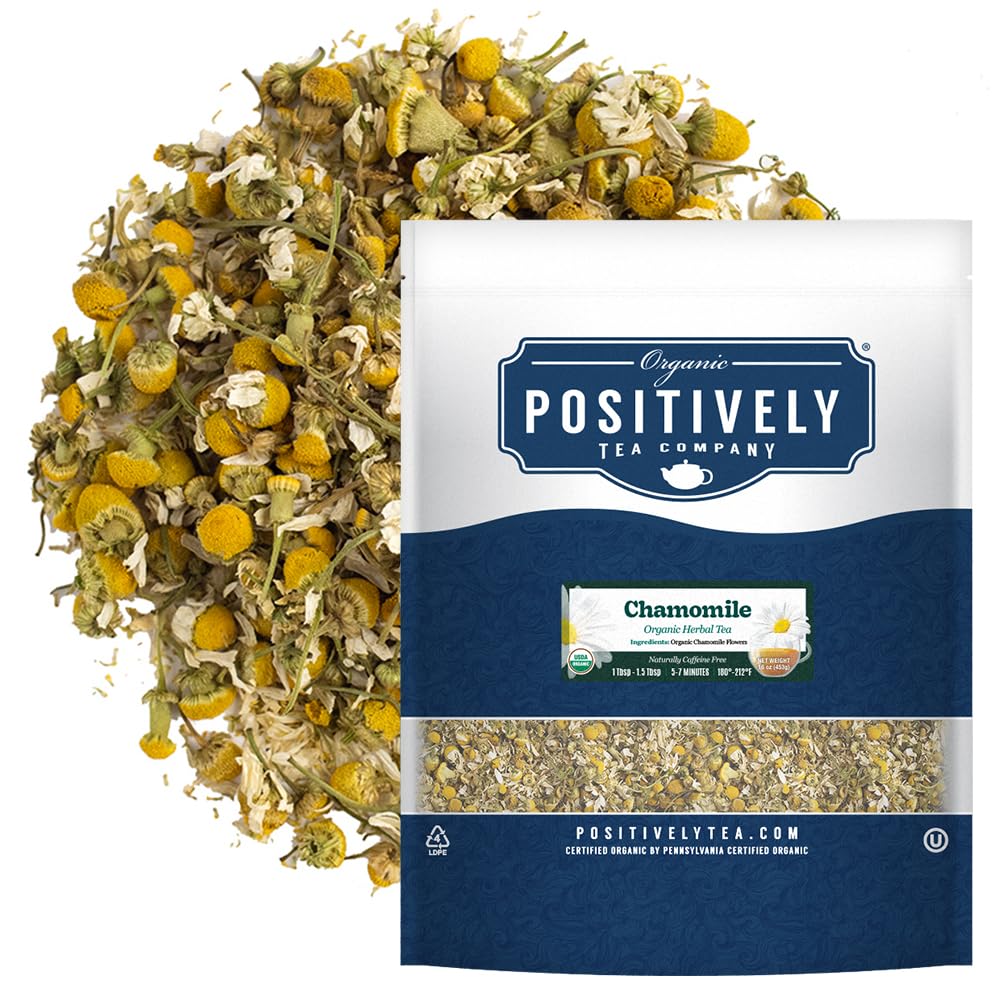 Organic Positively Tea Company Chamomile Herbal Tea Loose Leaf 16 Ounce