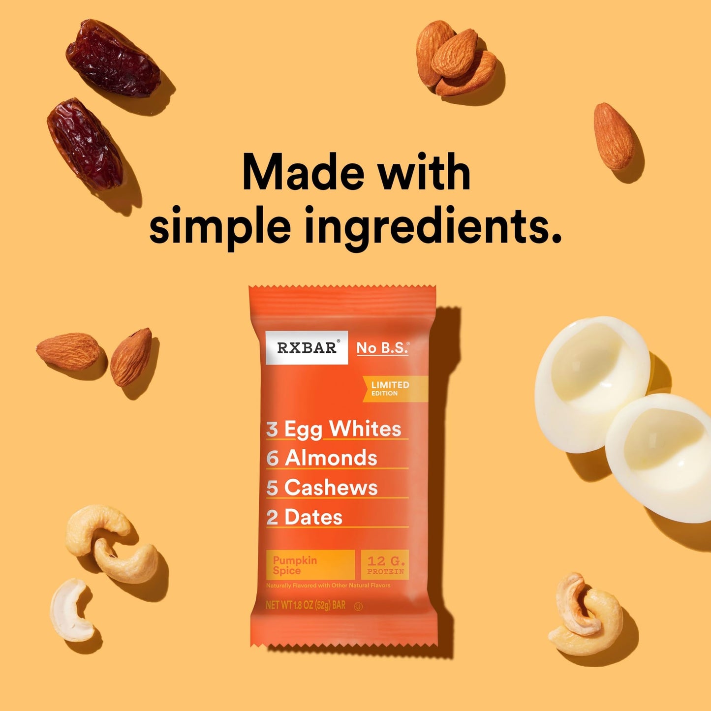 BAR Protein Bars, Pumpkin Spice, 1.83 oz each, Pack of 12, Model  F007