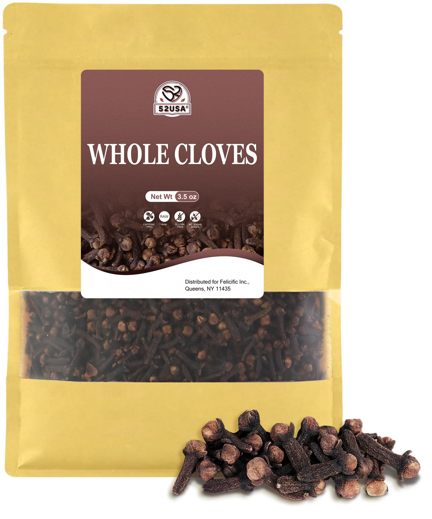 52USA Cloves Whole 3.5 oz (Pack of 1), Great for Food, Tea, Baking and Meats, All Natural | Non GMO | Kosher | Vegan | Gluten Fr