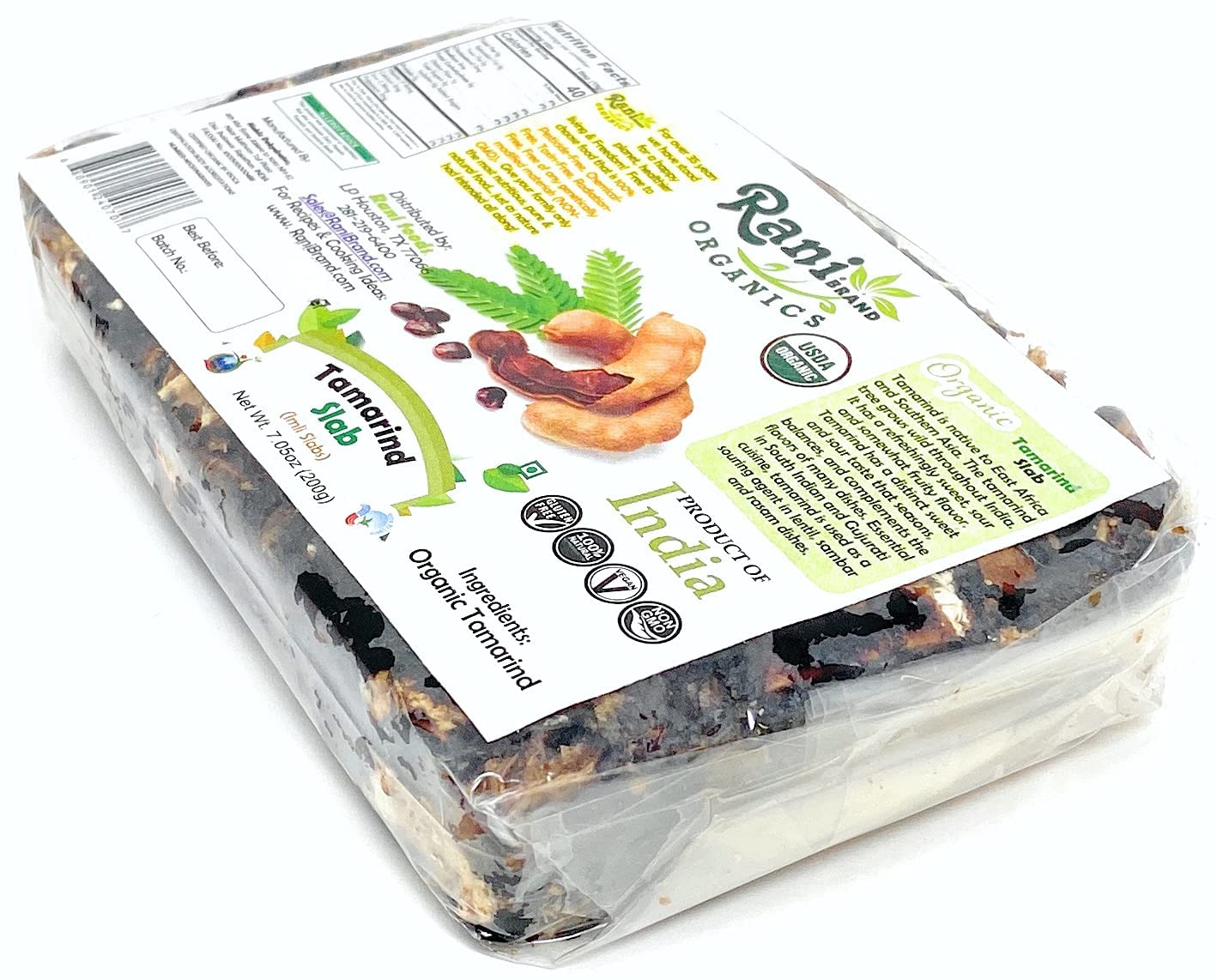 Rani Organic Tamarind Slabs (Imli Slabs) 7oz (200g) ~ All Natural | No added sugar | Vegan | Gluten Free | NON-GMO | Indian Orig