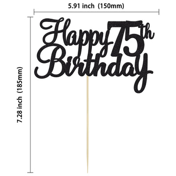 Gyufise 1Pc Happy 75Th Birthday Cake Topper Glitter 75Th Birthday Cake Pick Cheers To 75 Years Old 75 Fabulous Cake Decorations