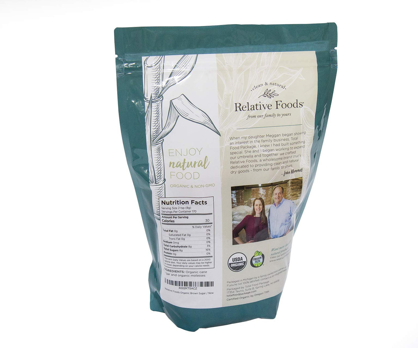 Organic Brown Sugar Bulk Resealable Bag (3Lb) - Raw Light Brown Sugar For Baking, Kitchen Sweetener, Glazes & More - Made With Organic Molasses For A Sweet And Flavorful Taste
