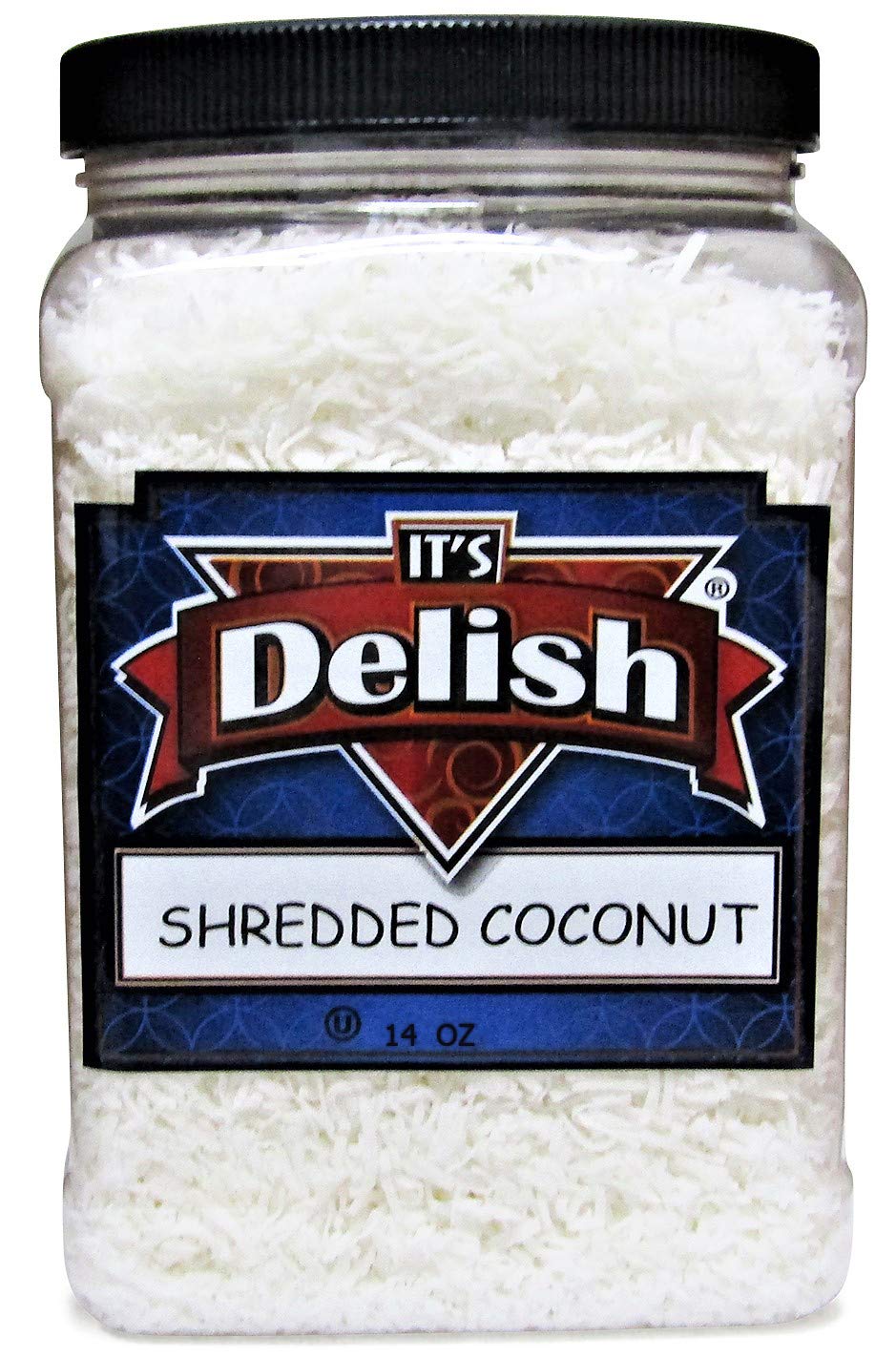 Gourmet Shredded Coconut All Natural Flakes, Raw, Unsweetened, By It'S Delish - 14 Oz Jumbo Reusable Container - Great For Smoot